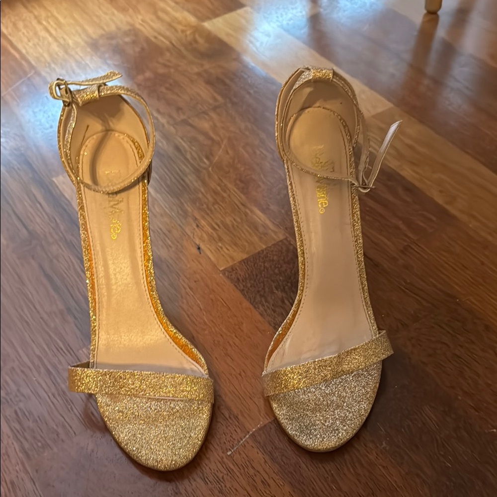 Elegant Gold Ankle Strap Heels